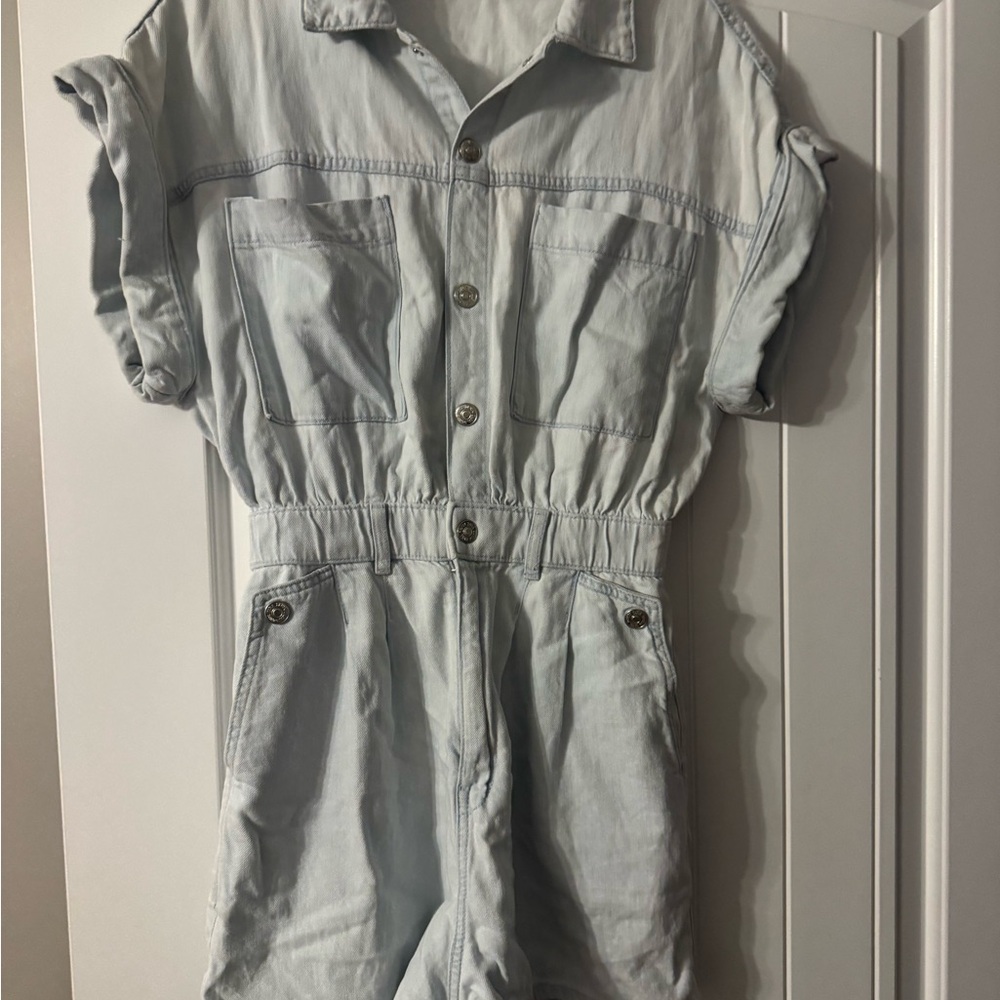 Zara Light Blue Denim Romper